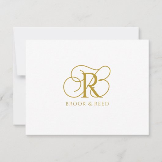 Custom Gold Monogram Initials Couple Names Mitteilungskarte (Vorderseite)