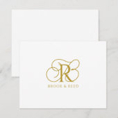 Custom Gold Monogram Initials Couple Names Mitteilungskarte (Vorne/Hinten)