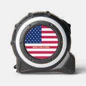 Custom Gold Monogram USA Flag Patriotic Maßband (Vorderseite)