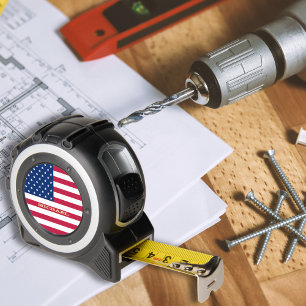 Custom Gold Monogram USA Flag Patriotic Maßband