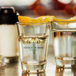 Custom Gold Mustache Shot Glass for Groom's Vater Schnapsglas