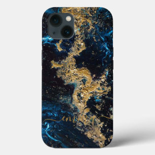 Custom Gold Navy Blue Marmor Handy 11 12 13 Case-Mate iPhone Hülle