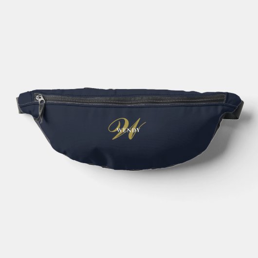 Custom Gold Navy Blue Monogram Clean Stylish  Bauchtasche (Ablage )