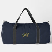 Custom Gold Navy Blue Monogram Initial Fitness Duffle Bag (Vorderseite)