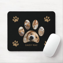 Custom Gold Paw Print Name Foto Collage Black