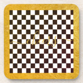Custom Gold Porlien Course Karo Wohngestaltung Bla Getränkeuntersetzer (Vorderseite)