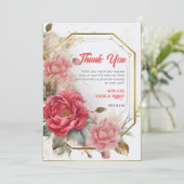 Custom Gold Rahmen Hochzeitspastel Floral Wasserfa Dankeskarte (Stehend Vorderseite)