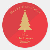 Custom Gold & Red Christmas Runder Aufkleber (Vorderseite)
