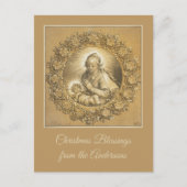 Custom Gold Religiöse Christliche Weihnachtskrippe Feiertagspostkarte (Vorderseite)