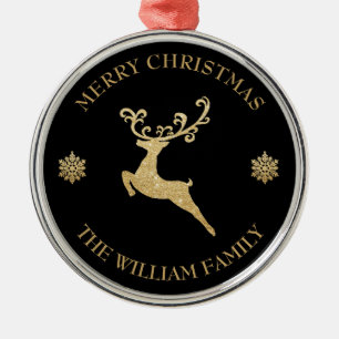 Custom Gold Rentier Merry Christmas Ornament