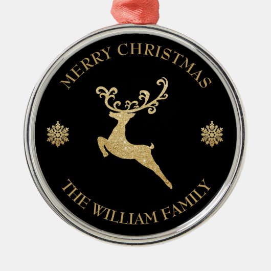 Custom Gold Rentier Merry Christmas Ornament (Vorne)