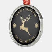 Custom Gold Rentier Merry Christmas Ornament Aus Metall (Links)