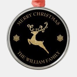 Custom Gold Rentier Merry Christmas Ornament Aus Metall