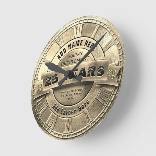 Custom Gold Retirement Award Runde Wanduhr (Winkel)