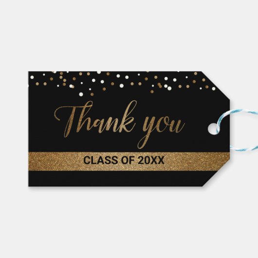 Custom Gold schwarz Danke Geschenkanhänger (Vorderseite (Horizontal))