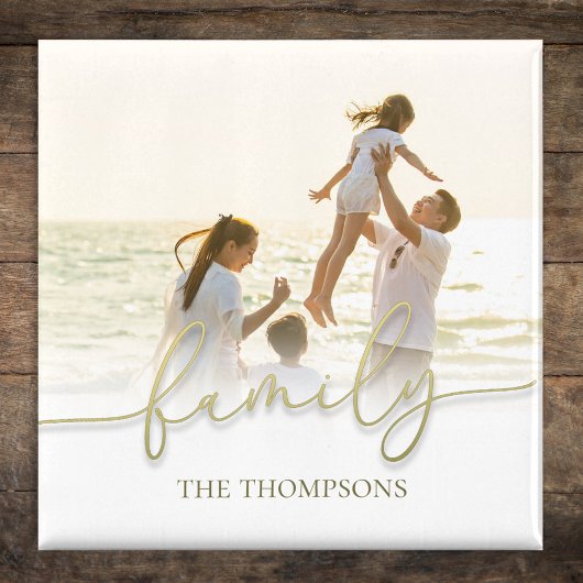 Custom Gold Script Family Photo Magnet