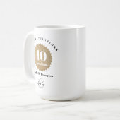 Custom Gold seal 10 years of Service Employe Award Kaffeetasse (Vorderseite Links)