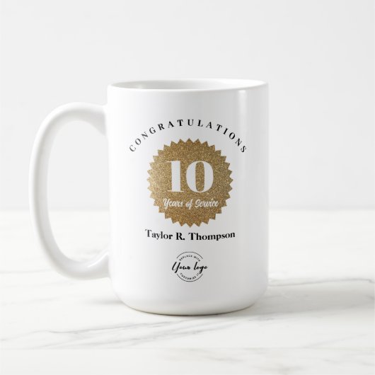 Custom Gold seal 10 years of Service Employe Award Kaffeetasse (Links)