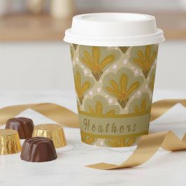 Custom Gold Shades Watercolor Floral Pappbecher