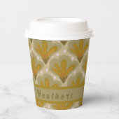 Custom Gold Shades Watercolor Floral Pappbecher (Vorderseite)