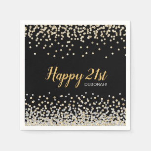 Custom Gold Silver Confetti 21. Geburtstag Party Serviette