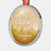 Custom Gold Snowy Forest Frohe Weihnachten Ornament Aus Metall (Links)