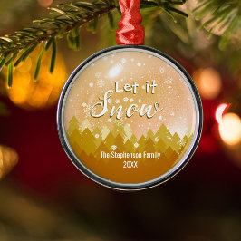 Custom Gold Snowy Forest Frohe Weihnachten Ornament Aus Metall