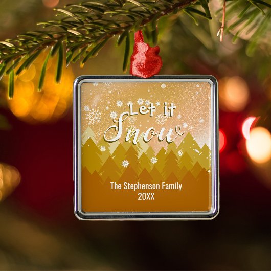 Custom Gold Snowy Forest Frohe Weihnachten Ornament Aus Metall
