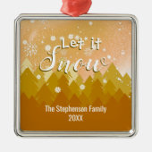 Custom Gold Snowy Forest Frohe Weihnachten Ornament Aus Metall (Vorne)