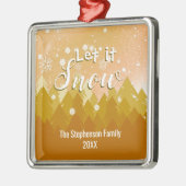 Custom Gold Snowy Forest Frohe Weihnachten Ornament Aus Metall (Links)
