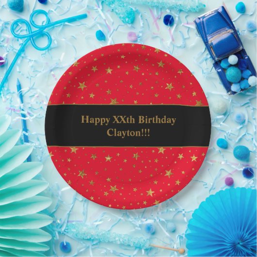 Custom Gold Stars mit Message Birthday Party Pappteller (Party)