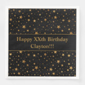Custom Gold Stars mit Message Birthday Party Serviette (Vorderseite)
