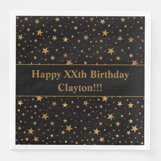 Custom Gold Stars mit Message Birthday Party Serviette (Vorderseite)