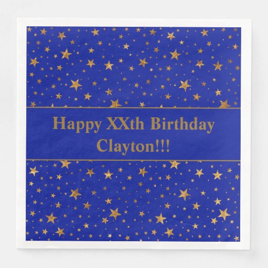 Custom Gold Stars mit Message Birthday Party Serviette (Vorderseite)
