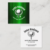 Custom Gold Strips Golf Monogram Design Quadratische Visitenkarte (Vorne/Hinten)