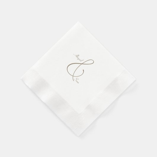 Custom Gold Text Eleganter Hochzeitcocktail Serviette (Ecke)