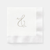 Custom Gold Text Eleganter Hochzeitcocktail Serviette (Vorderseite)