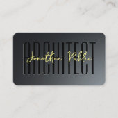 Custom Gold Text Script Architect Black & Gray Visitenkarte (Vorderseite)