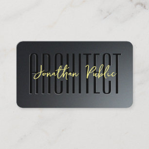 Custom Gold Text Script Architect Black & Gray Visitenkarte