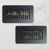 Custom Gold Text Script Architect Black & Gray Visitenkarte (Vorne/Hinten)