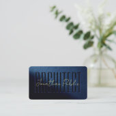 Custom Gold Text Script Name Luxury Blue Architect Visitenkarte (Stehend Vorderseite)