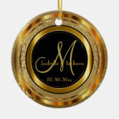 Custom Gold und Black Wedding oder Anniversary Keramik Ornament (Vorne)