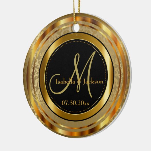 Custom Gold und Black Wedding oder Anniversary Keramik Ornament (Links)