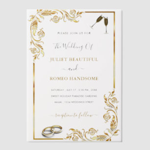 Custom Gold Vellum Hochzeitsvorlage Pergament Einladungen