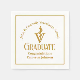 Custom Gold Veterinary School Graduation Party Serviette