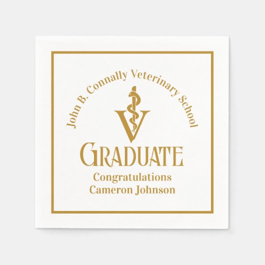 Custom Gold Veterinary School Graduation Party Serviette (Vorderseite)