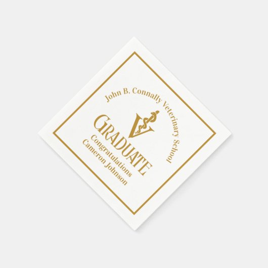 Custom Gold Veterinary School Graduation Party Serviette (Ecke)