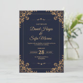 Custom Gold Wedding Invitation | Einladung (Stehend Vorderseite)