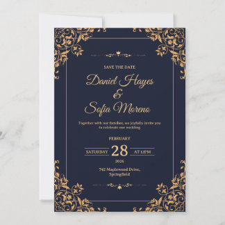 Custom Gold Wedding Invitation |  Einladung