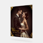 Custom Gold Wedding Welcome Sign with Photo  Acrylschild (Winkel)
